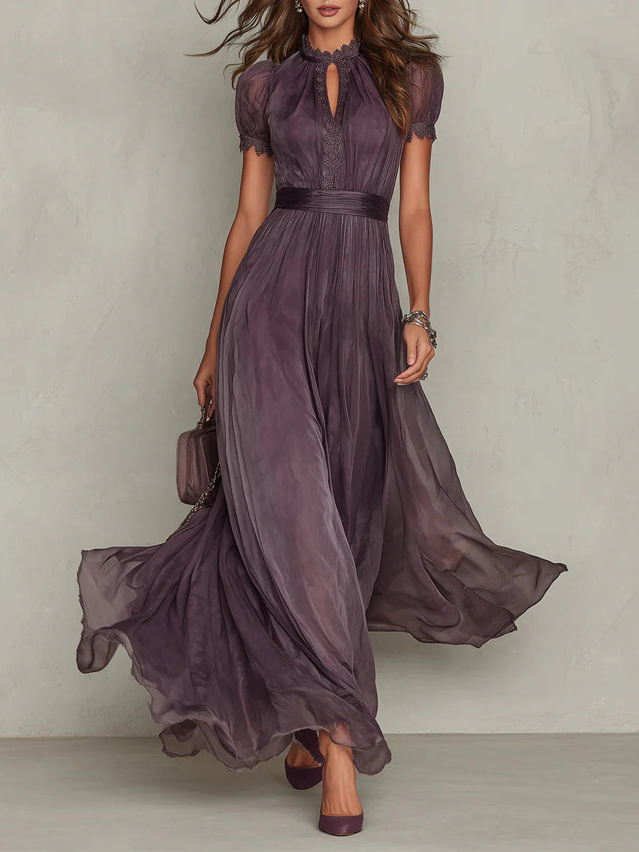 Flávia - vestido largo morado con escote