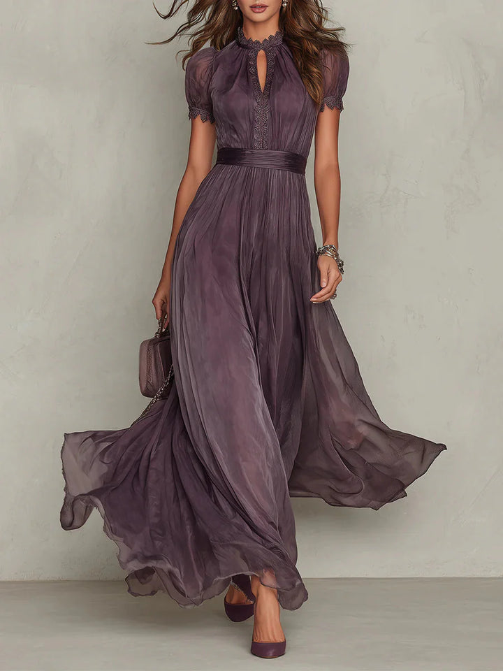 Flávia - Vestido Comprido Roxo Com Decote