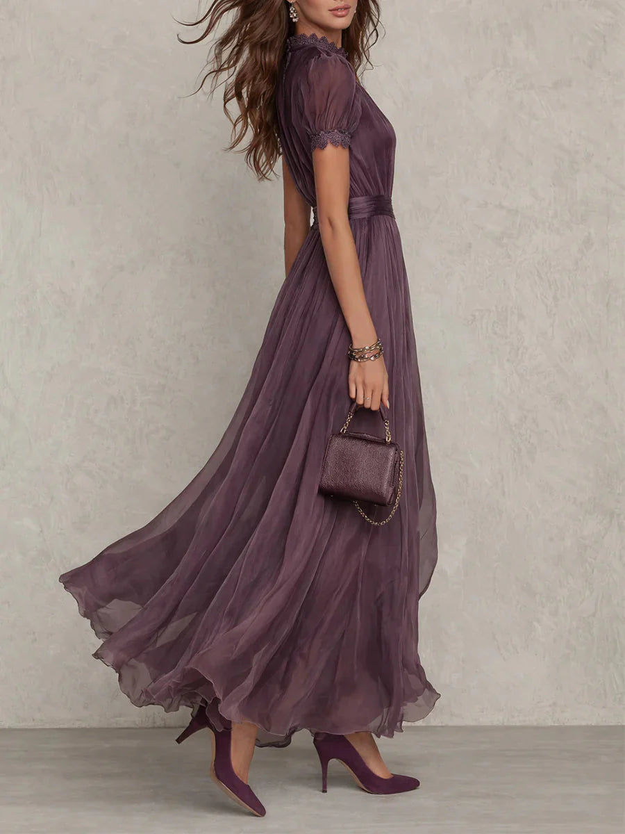 Flávia - vestido largo morado con escote