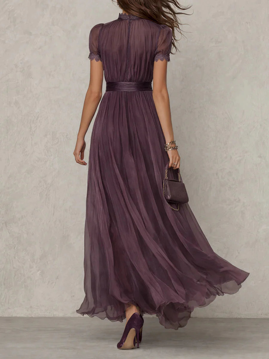 Flávia - vestido largo morado con escote