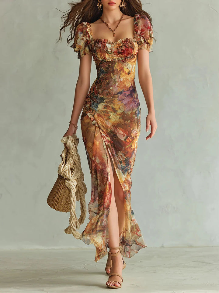 Jasmim | Vestido Maxi Floral Em Chiffon