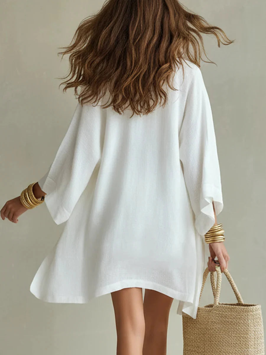 Carla | Three-Piece Set: Loose Cardigan and Drawstring Shorts