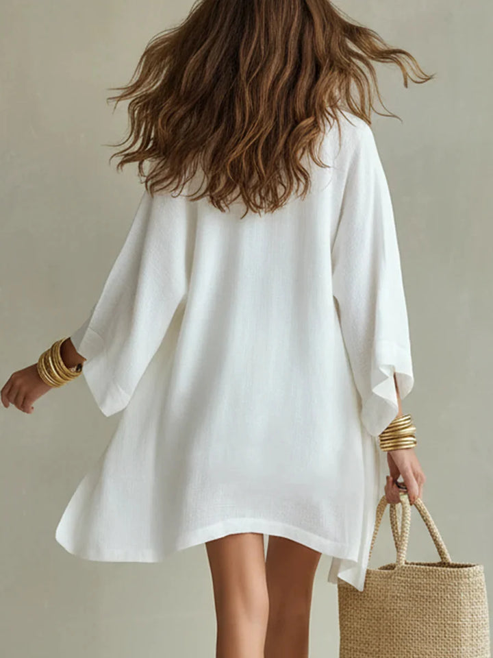 Carla | Three-Piece Set: Loose Cardigan and Drawstring Shorts