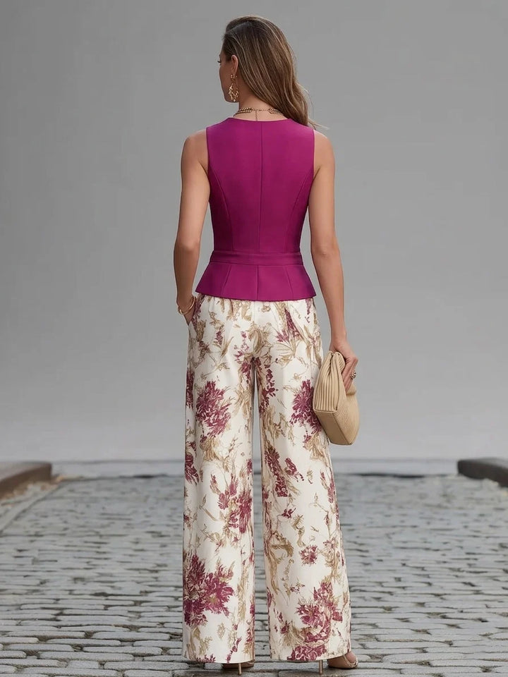 Gaia | Conjunto Con Chaleco Y Pantalones Florales