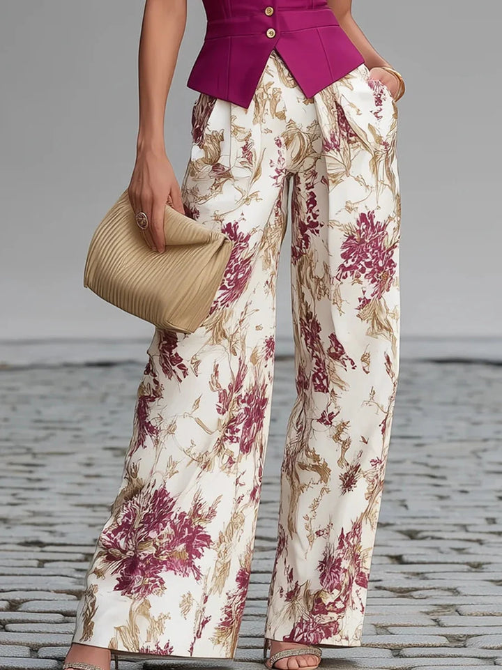Gaia | Conjunto Con Chaleco Y Pantalones Florales