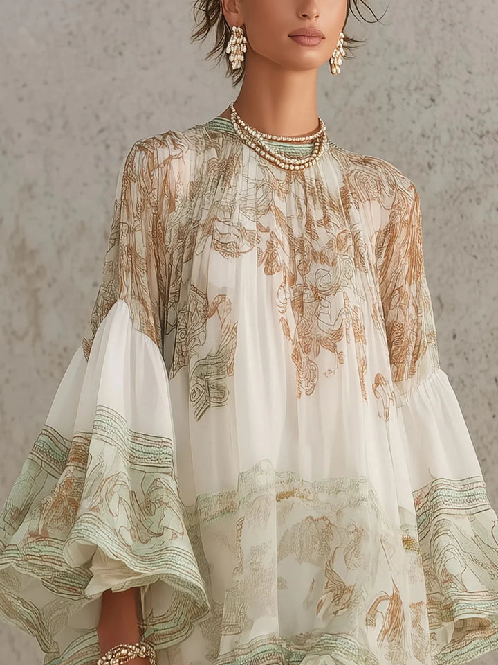 Susana | Vestido Mini Con Mangas En Volante