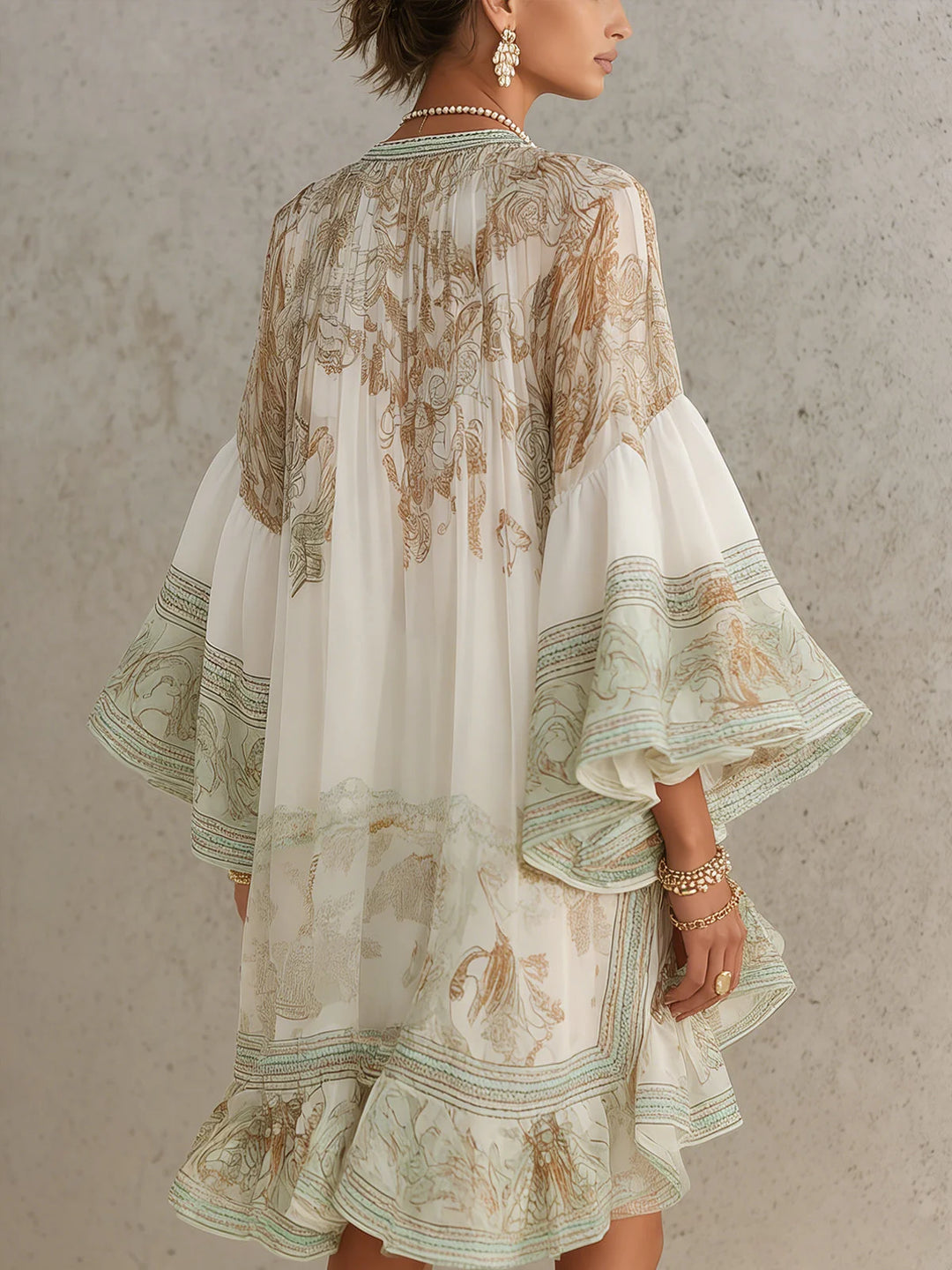 Susana | Vestido Mini Con Mangas En Volante