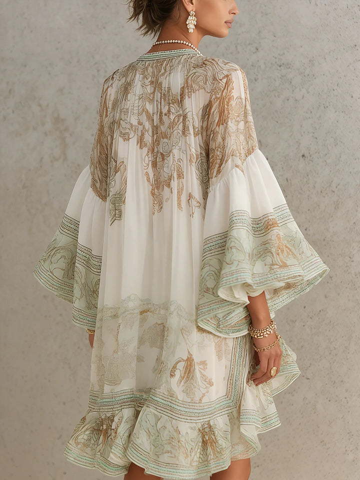 Susana | Vestido Mini Con Mangas En Volante