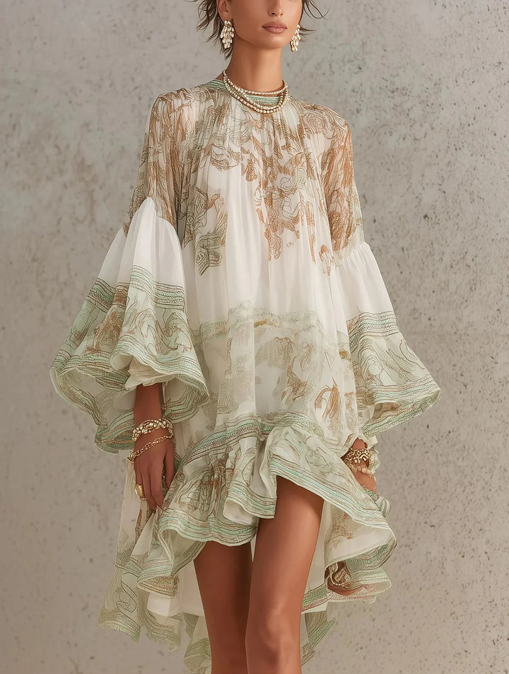 Susana | Vestido Mini Con Mangas En Volante