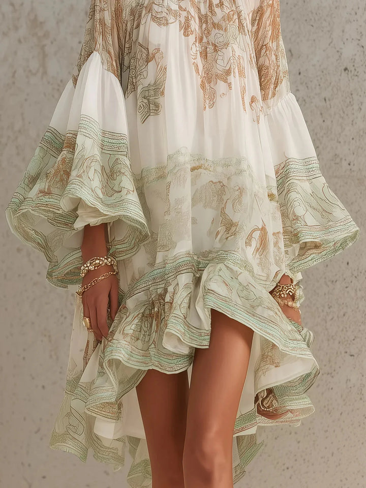 Susana | Vestido Mini Con Mangas En Volante