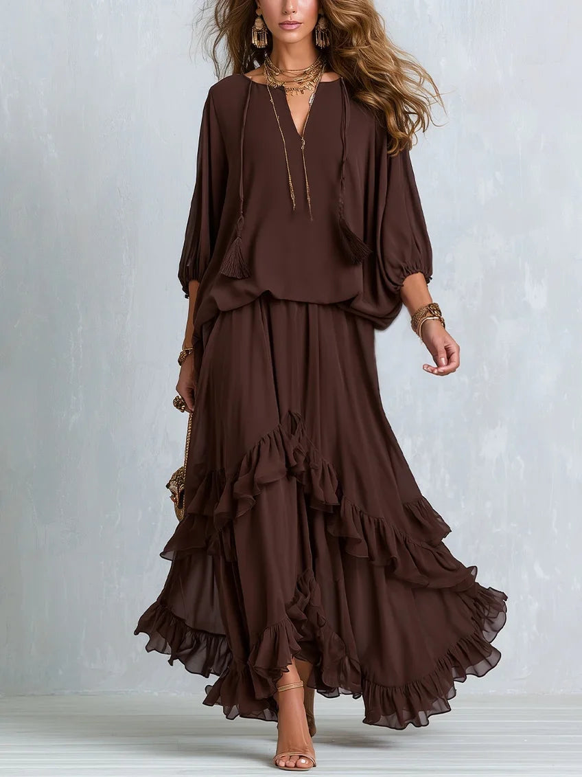 Mafalda | Conjunto Boho Con Falda En Capas
