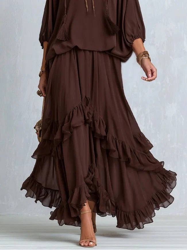 Mafalda | Conjunto Boho Con Falda En Capas