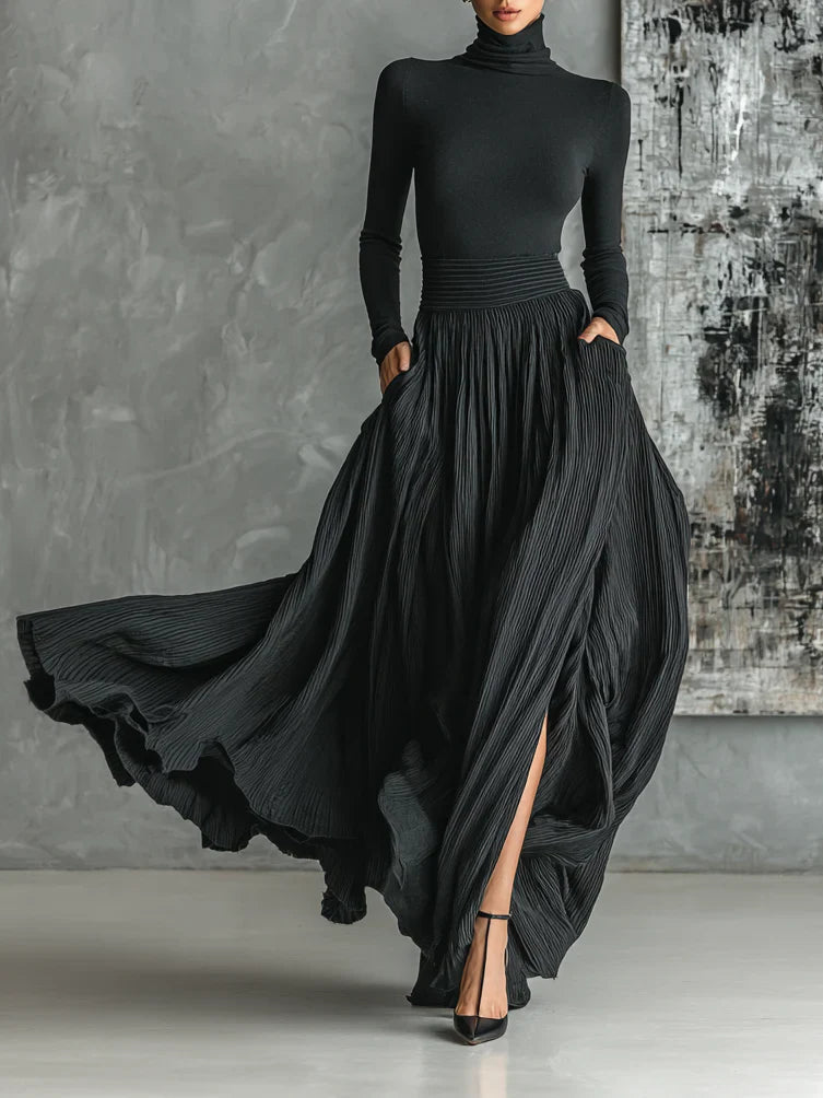 EVA - CONJUNTO ELEGANTE CON FALDA PLISADA