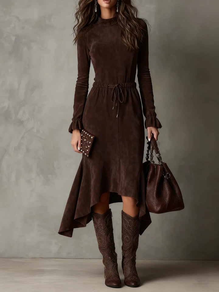 Isla | Drawstring Suede Maxi Dress