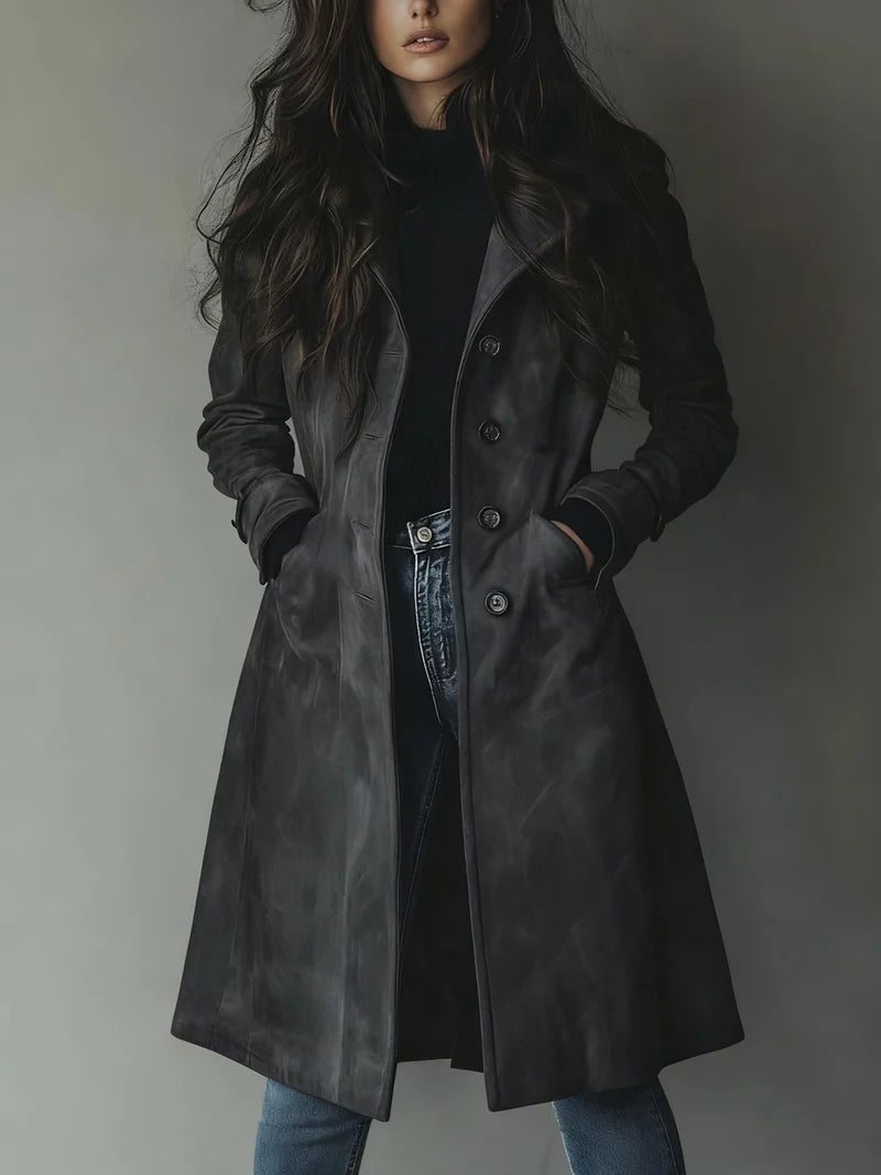 Women's Vintage Inspired Long Trench Coat, Tailored Outerwear