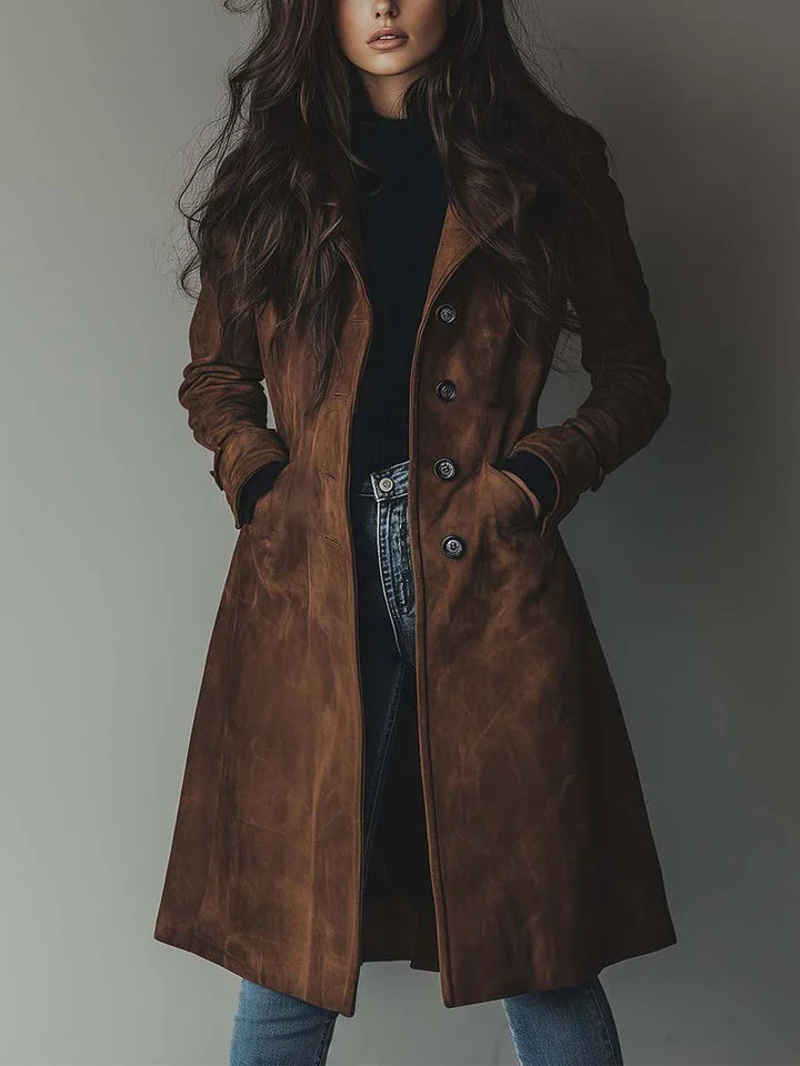 Women's Vintage Inspired Long Trench Coat, Tailored Outerwear