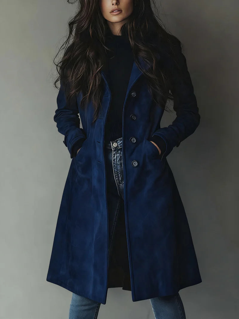 Women's Vintage Inspired Long Trench Coat, Tailored Outerwear