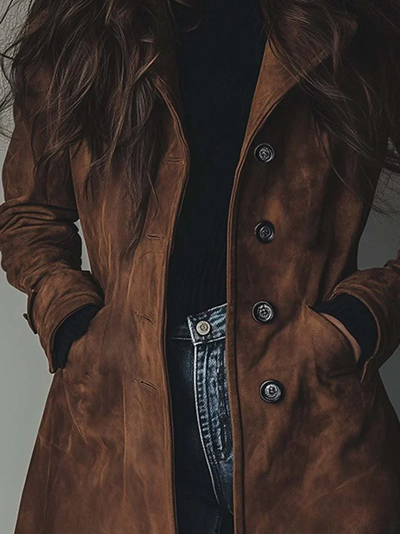 Women's Vintage Inspired Long Trench Coat, Tailored Outerwear