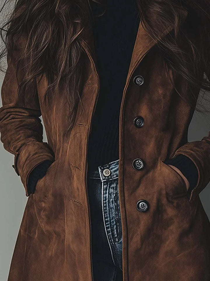 Women's Vintage Inspired Long Trench Coat, Tailored Outerwear