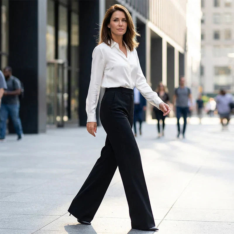Emma | Calças de Cintura Alta de Corte Reto e Elegante