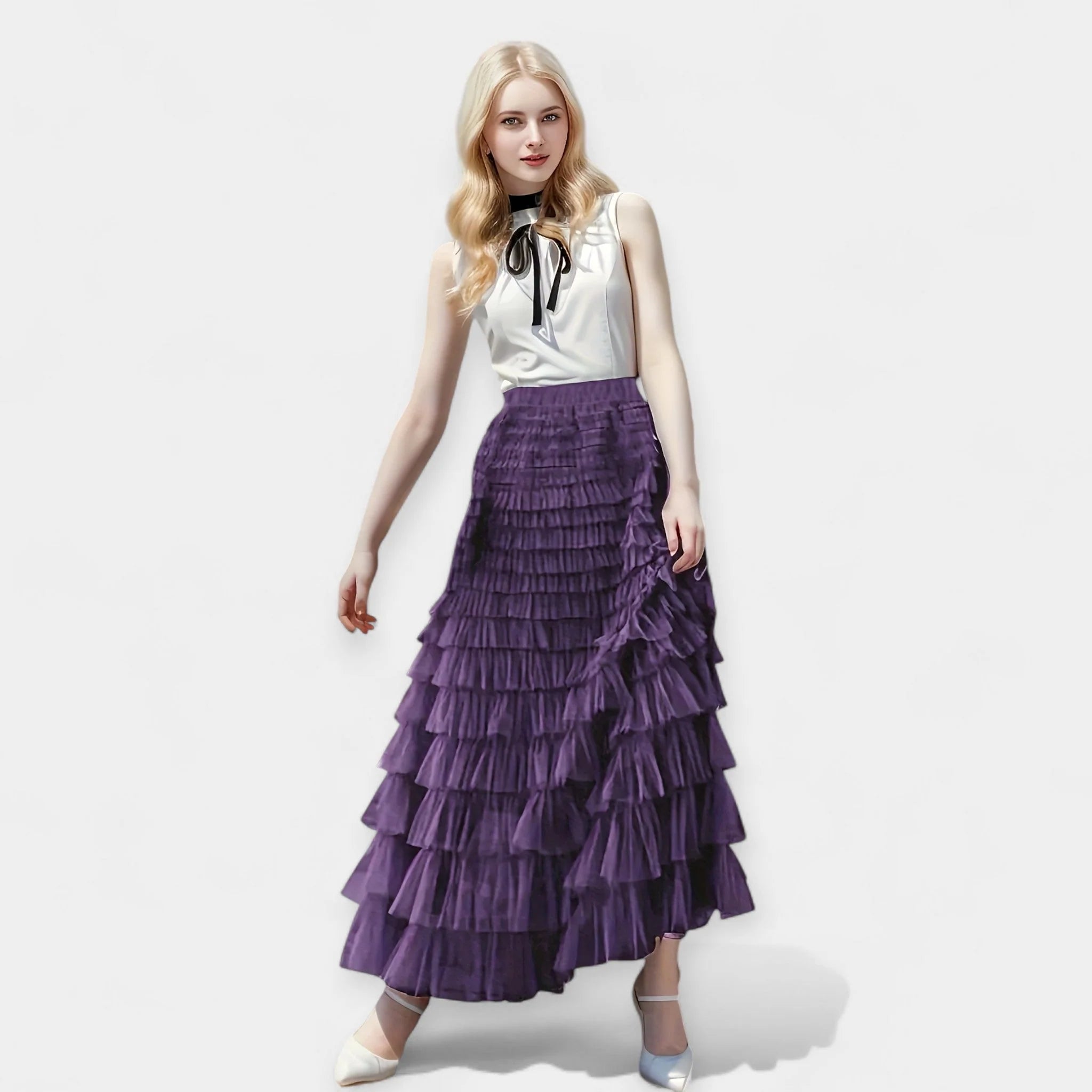 Falda Elegante con Detalle de Tul