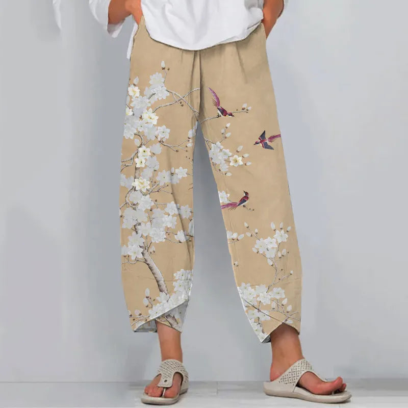 Pantalones Holgados Informales Con Estampado Floral