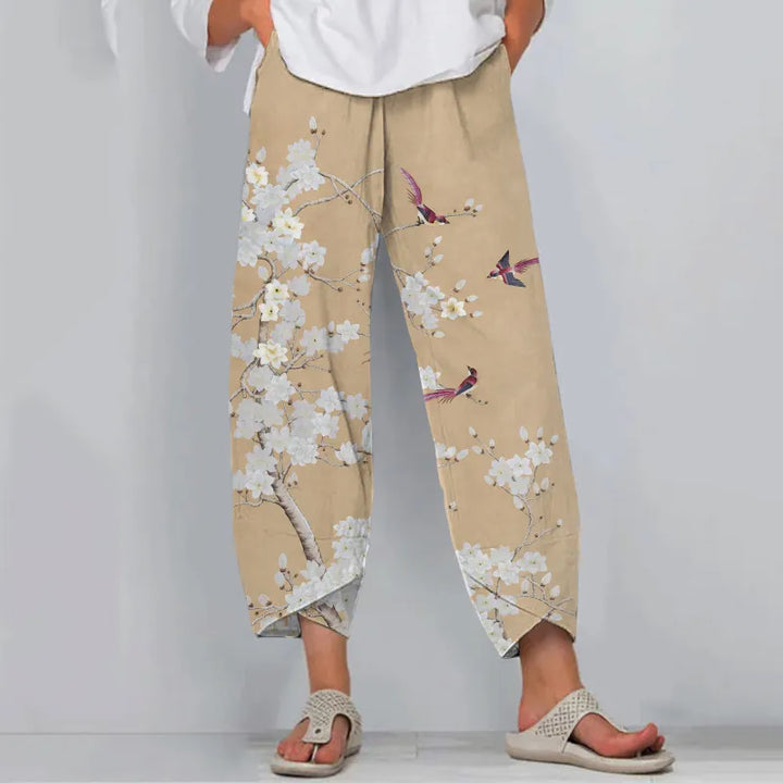 Pantalones Holgados Informales Con Estampado Floral