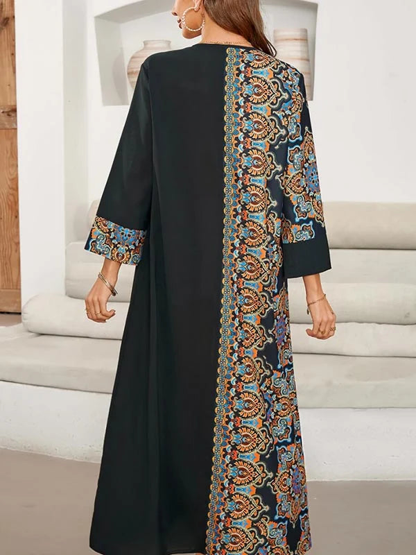 Vestido Maxi Assimétrico Estampado e Solto