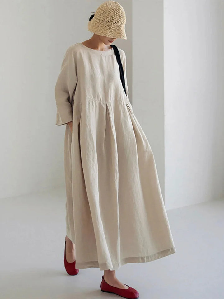 Cielo Vestido Largo Mujer – Lino Ligero, Comodidad Natural Y Estilo Minimalista Elegante