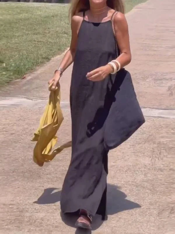 Women's Casual Cotton and Linen Long Dress
