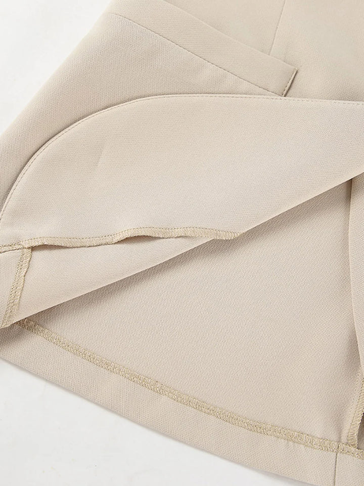 Conjunto De Duas Peças: Calças Cropped De Perna Larga Com Bolsos E Botões + T-shirt Sem Mangas