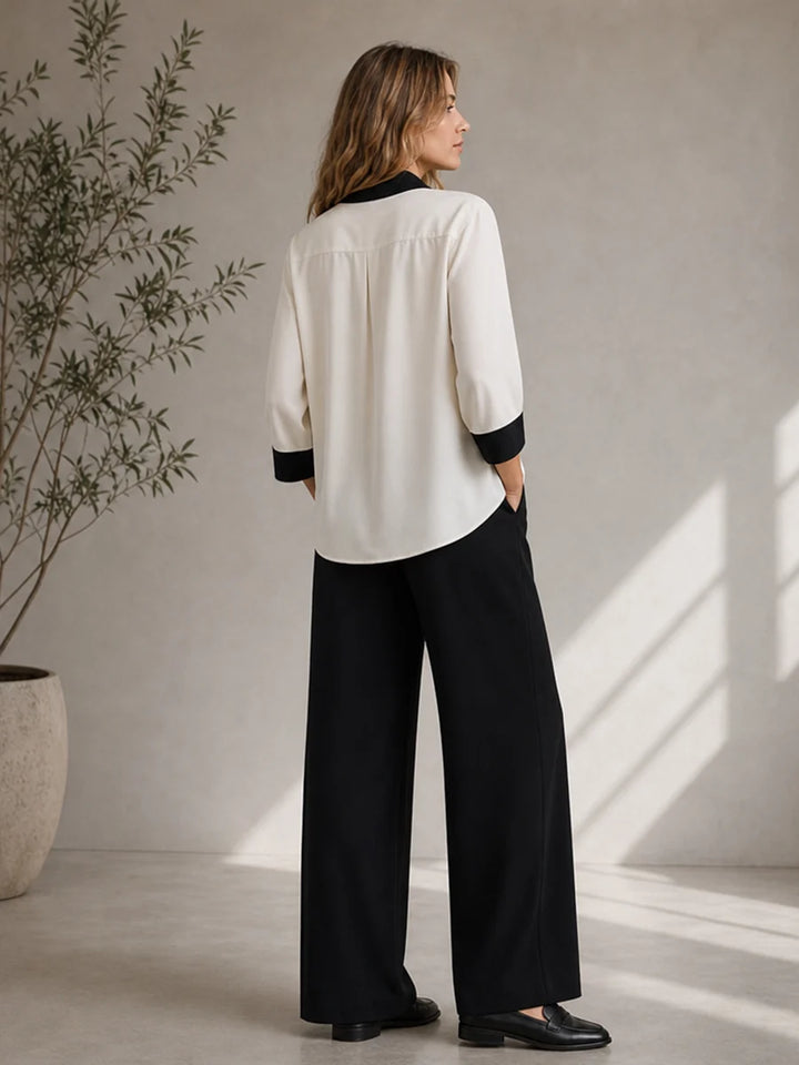 Blusa Con Estampado De Hojas Amarrada