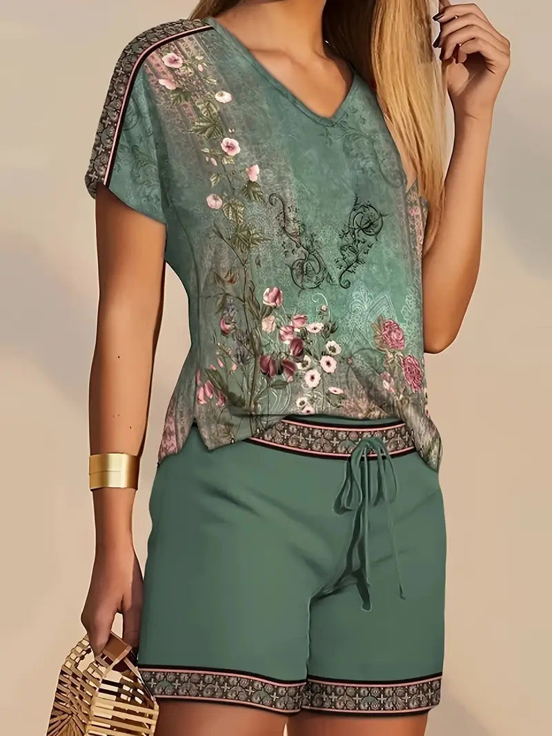 Skylar - Conjunto De Verano Mujer Con Top Floral Y Short