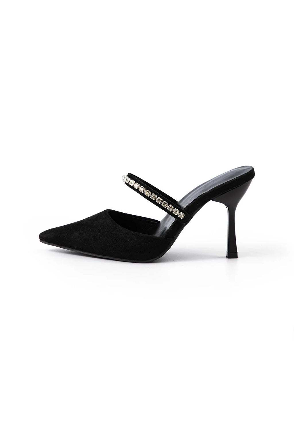 Sandalias de tacón alto con punta afilada adornadas con strass