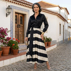 BEATRIZ - VESTIDO DE SATÉN a RAYAS ELEGANTE