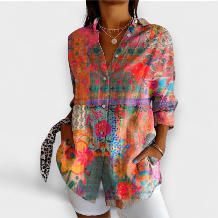 Rafaela - Camisa Com Padrão Romântico
