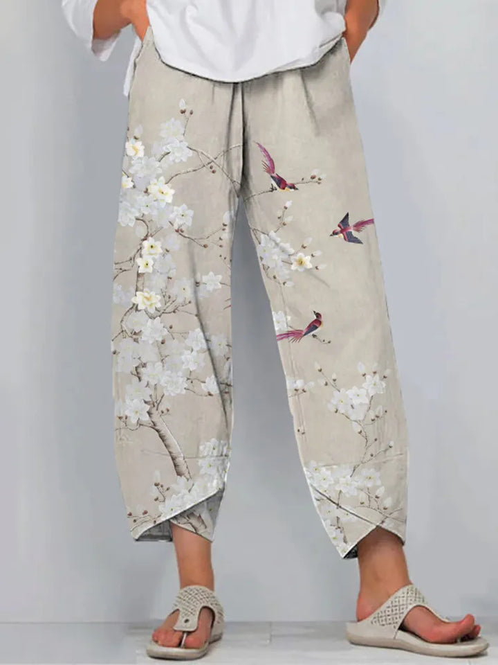 Pantalones Holgados Informales Con Estampado Floral