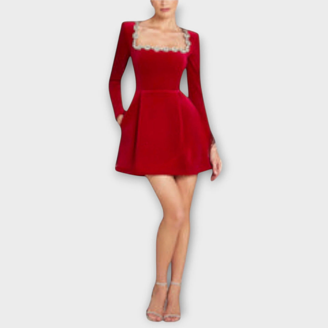 Wren | Vestido Mini De Terciopelo Con Joyas