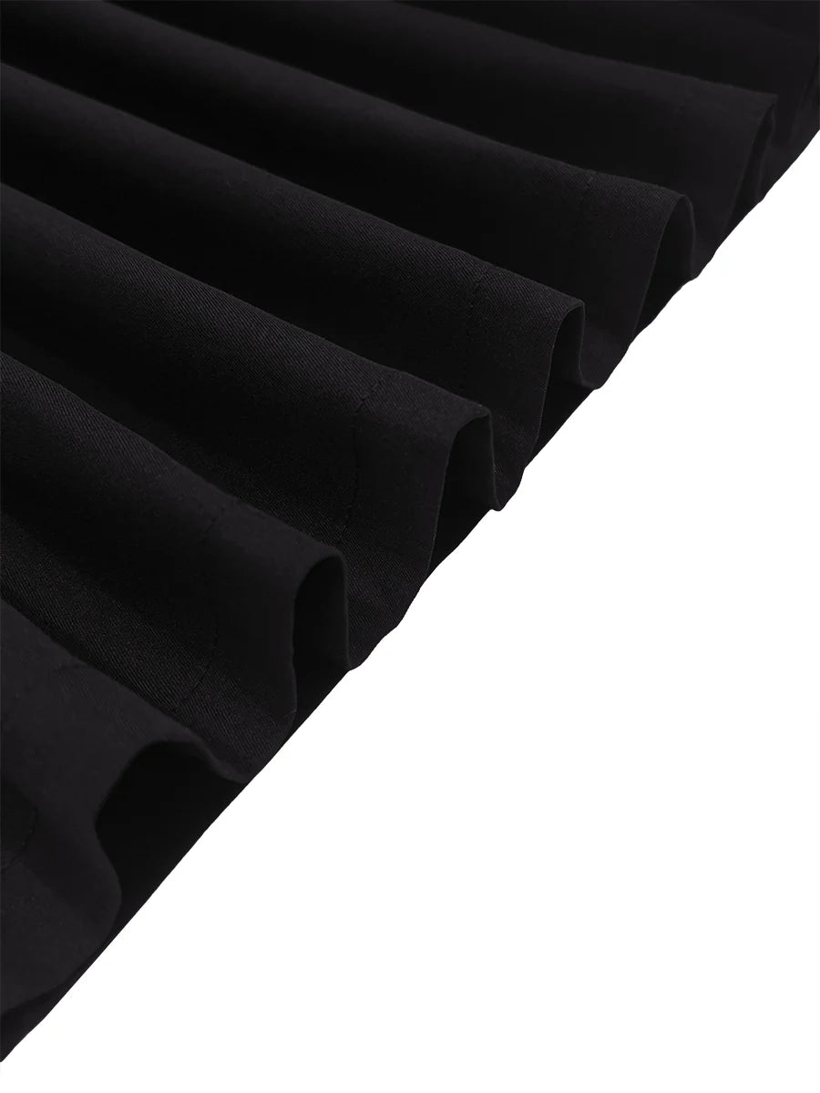 Pantalones Holgados De Cintura Alta Plisados De Color Liso