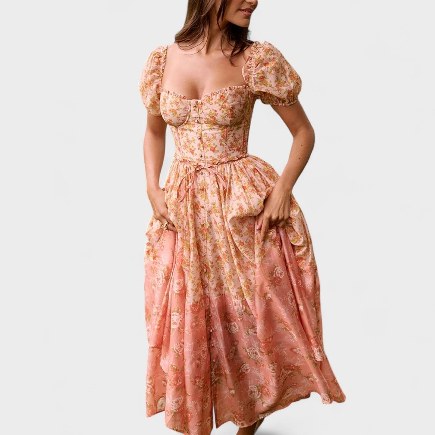 Valentina - vestido floral coral