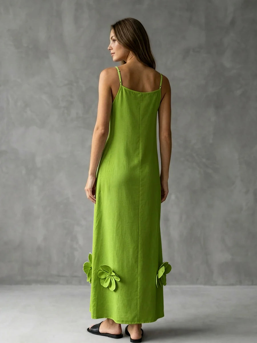 Vestido Midi Floral 3d Con Tirantes