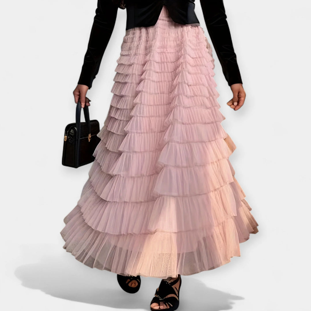 Saia Elegante Com Detalhe de Tule