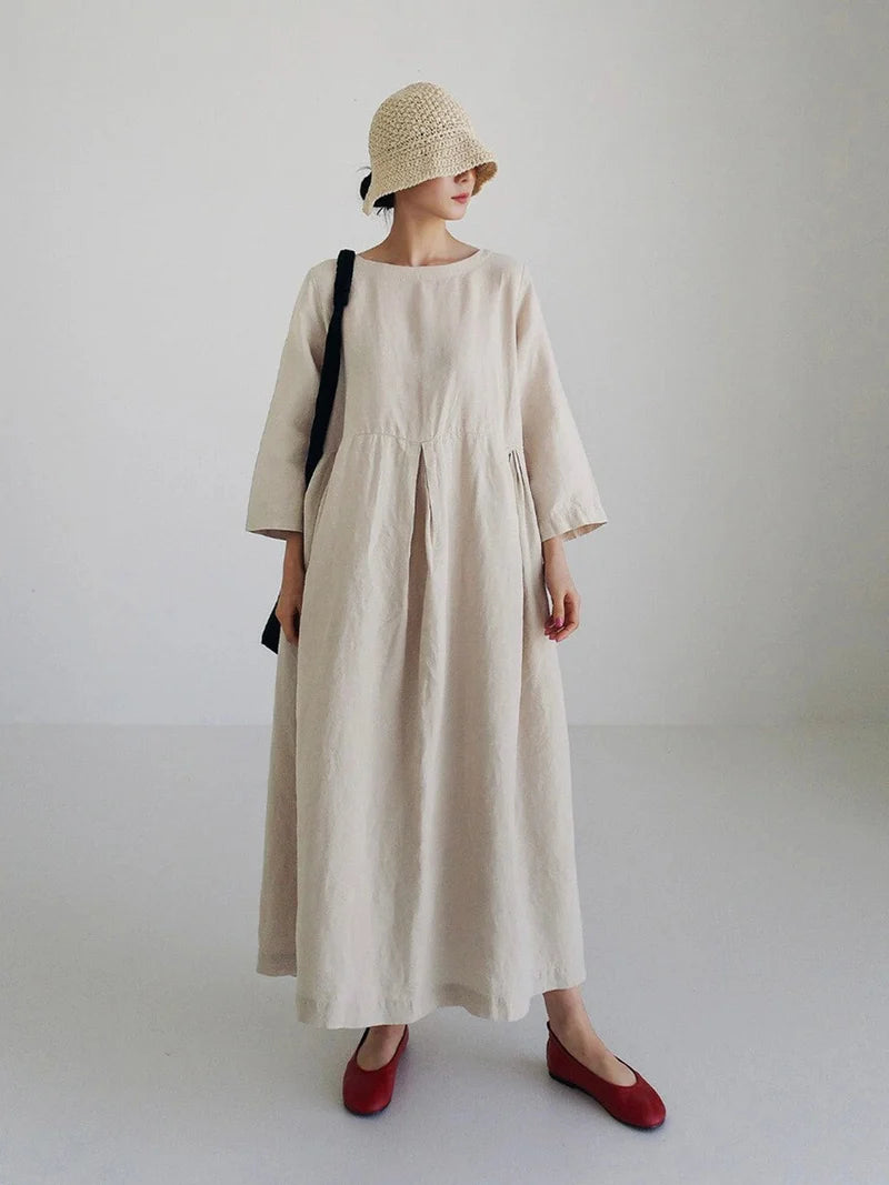 Cielo Vestido Largo Mujer – Lino Ligero, Comodidad Natural Y Estilo Minimalista Elegante