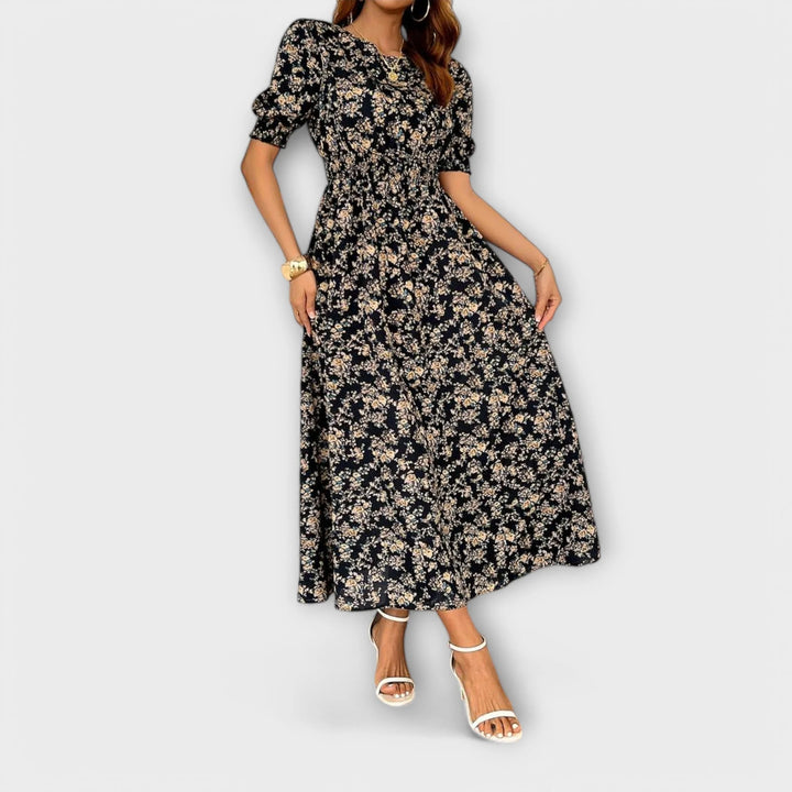 Amelia | Vestido Floral Com Gola Redonda