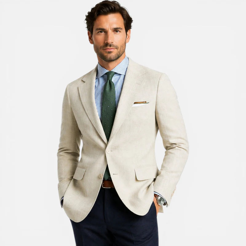 Men's Slim Fit Linen Blazer, Smart Casual Summer