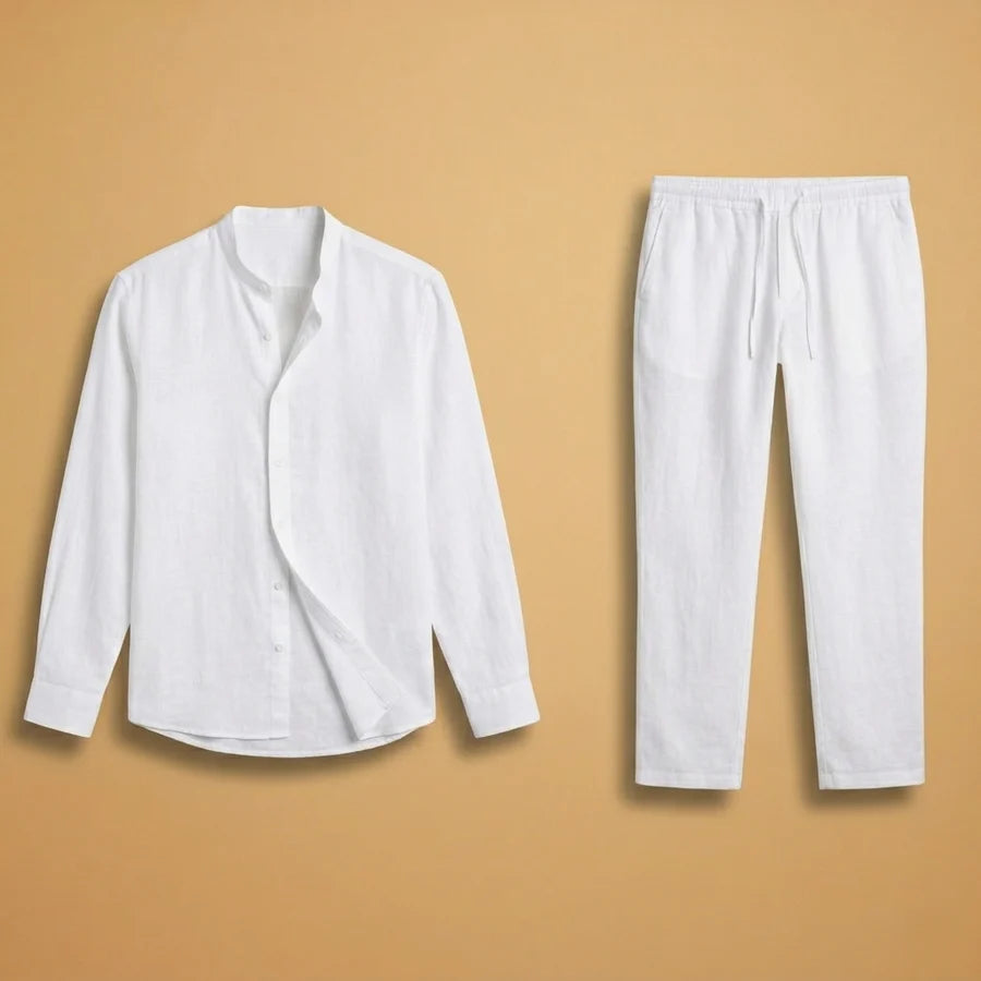 Bruno | Conjunto De Lino Camisa Manga Larga Y Pantalón Hombre