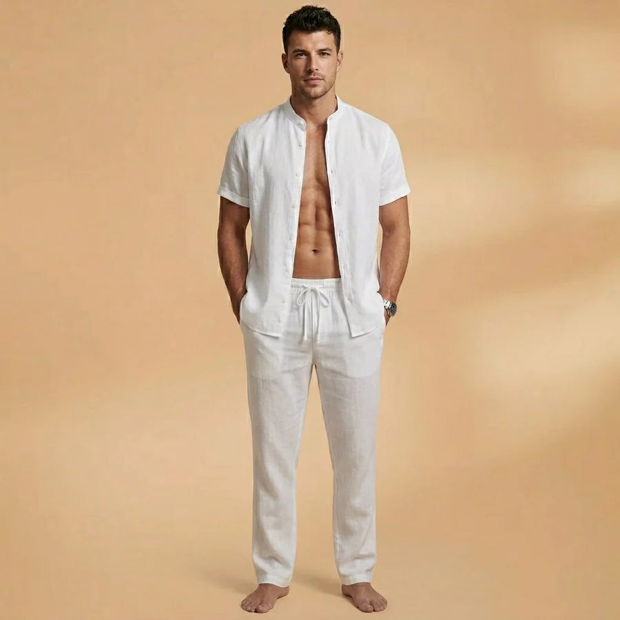 Bruno | Conjunto De Lino Camisa Manga Larga Y Pantalón Hombre