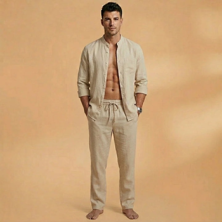 Bruno | Conjunto De Lino Camisa Manga Larga Y Pantalón Hombre