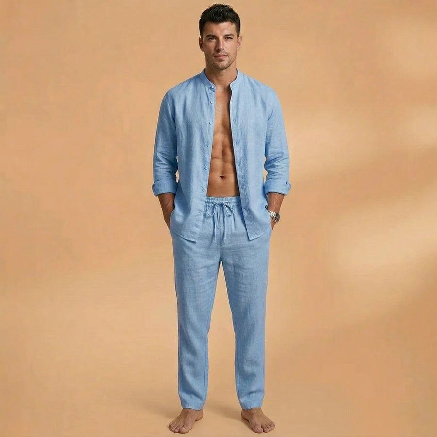 Bruno | Conjunto De Lino Camisa Manga Larga Y Pantalón Hombre