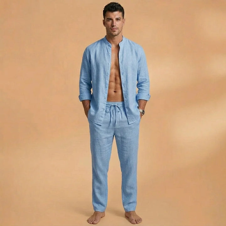 Bruno | Conjunto De Lino Camisa Manga Larga Y Pantalón Hombre